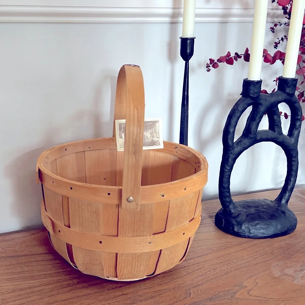 Peterboro Authentic Handcrafted Round Basket Primitive Appalachia Ash & Burch